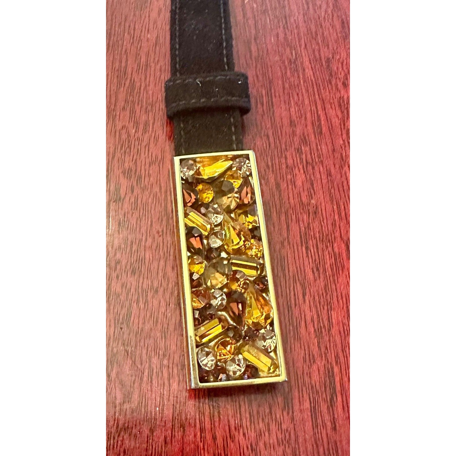Extremely Rare Suede Escada Belt With Crystal Buckle
